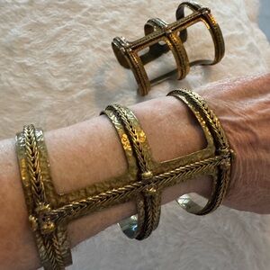 Gold Tone Cuff Bracelet Set